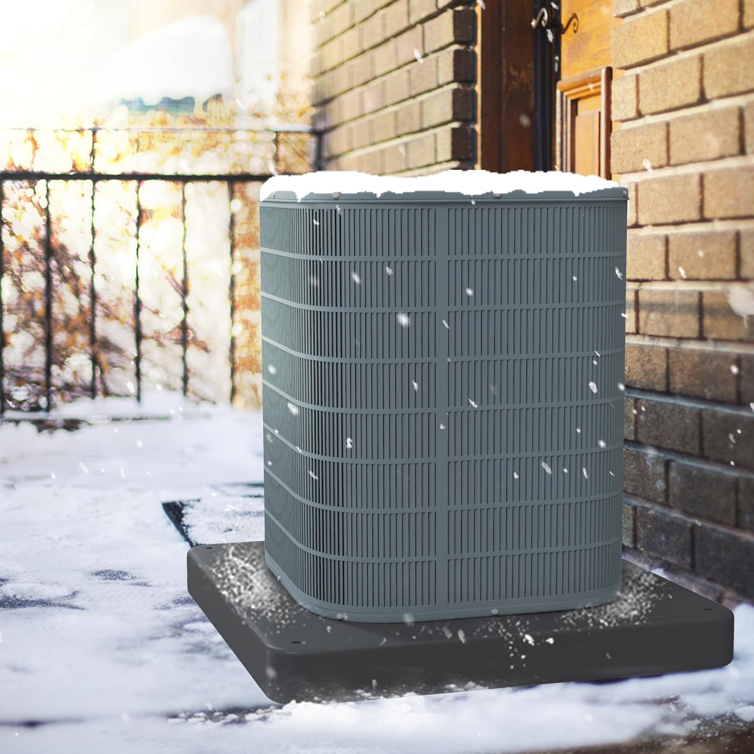 Equipment Pad 36 x 36 x 2 inches for Air Conditioner Heat Pump Systems,Outdoor Plastic Condenser Pad Ground Support Base for Condensing Units,Black