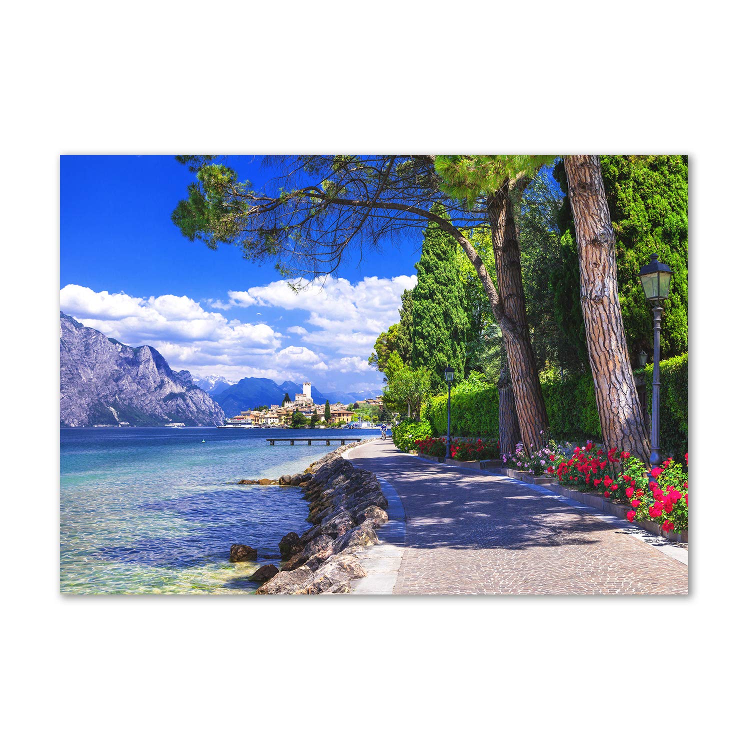 Tableau sur verre 100x70 cm Italie du Nord multicolore Tulup pour salon