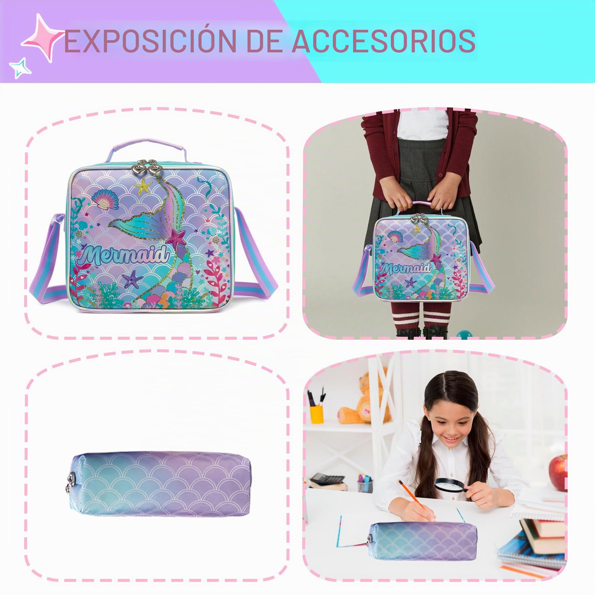 HTgroce Mochila Escolar Trolley Niña,Mochilas Escolares con Ruedas Mochila Escolar Primaria con 6 Ruedas Trolley Multi-Bolsillos Diseño Mochila