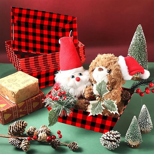 Miniatura 4 de 12 canastas pequeñas para regalos de 9.8 x 6.5 pulgadas, bandejas de cartón resistentes vacías con asas, cesta de regalo a granel, bandeja de