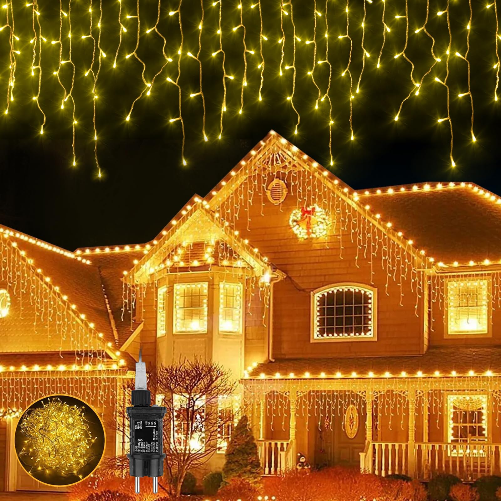 Luces LED blancas cálidas de hadas para uso en interiores y exteriores, 352 ledes, 10 m, 8 modos, luces de alambre de cobre IP44 para fiestas, bodas, jardín, Navidad, salón, patio, cortina