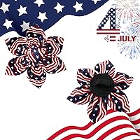 Vista 4 de Lionheart glory Collar de perro con bandera estadounidense, collar de flores para perro del 4 de julio, resistente y ajustable, collar patriótico