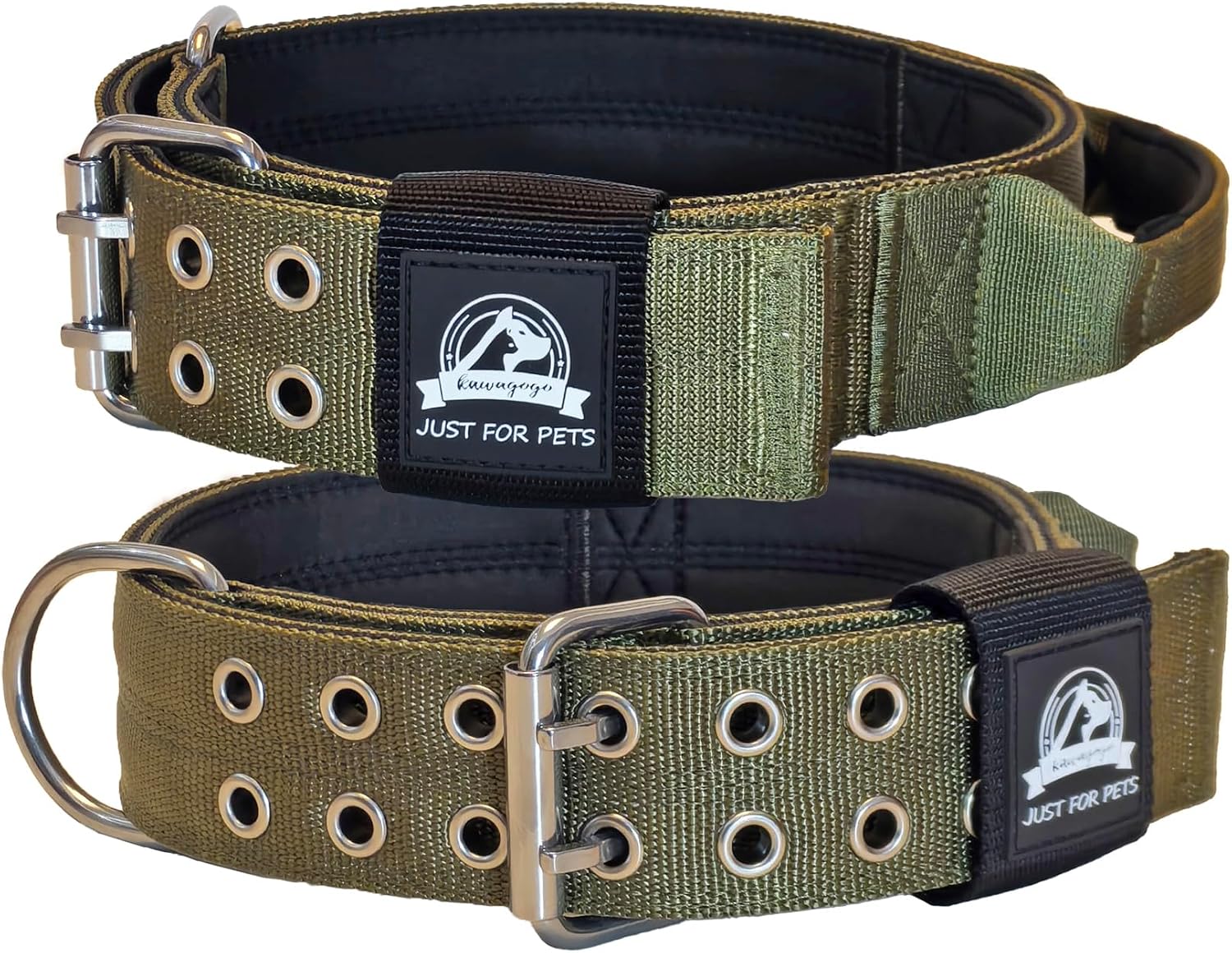 Dog Collar for Large Dogs, 2 Inch Wide,Thick Strong Military Training Heavy Duty Dog Collar for Giant Dogs (21-27 in, Army Green)