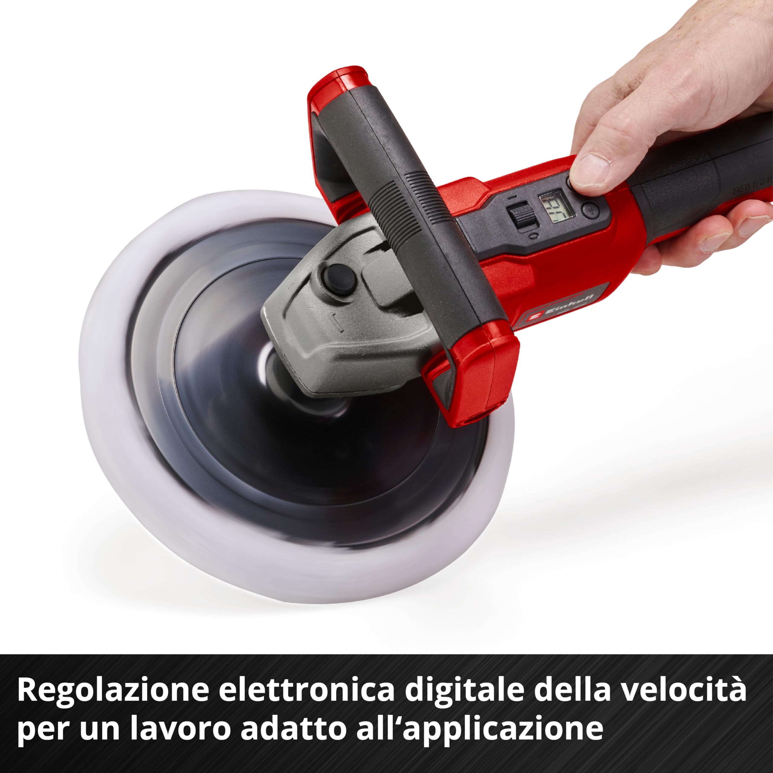 Einhell Lucidatrice/levigatrice a batteria CE-CP 18/180 Li E-Solo Power X-Change (li-ion, motore brushless, regolazione elettronica del numero di giri senza batteria e senza caricabatteria)