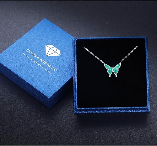 Miniatura 7 de CUOKA MIRACLE Collar de mariposa de ópalo para mujer, plata de ley 925, delicado y bonito dije de mariposa, collar de mariposa, regalo de cumpleaños