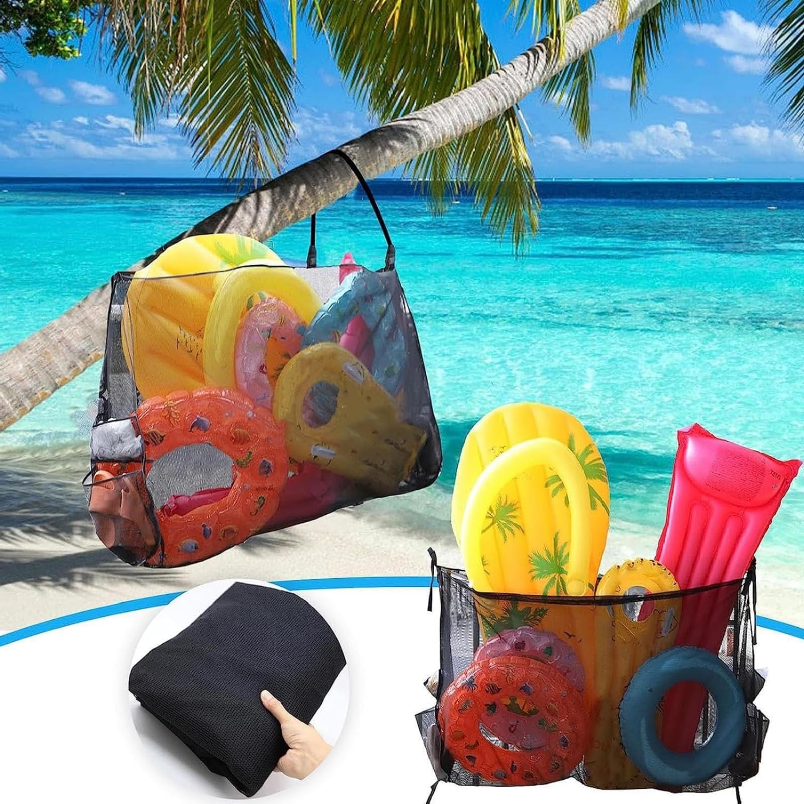 Sac en Filet De Rangement pour Jouets De Flotteur De Piscine,158x100x40cm Sac en Filet pour Organisateur Stockage De Flotteur Piscine,flotteurs Porte Balles Gonflables (1 PCS)