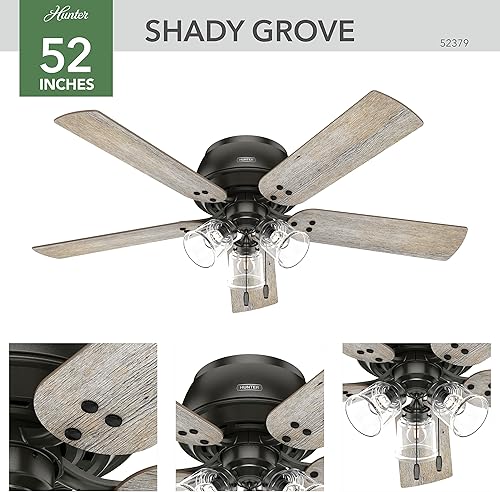 Miniatura 18 de Hunter Fan Company 52380 Shady Grove - Ventilador de techo, color plateado mate Plateado mate,Mate negro,bronce