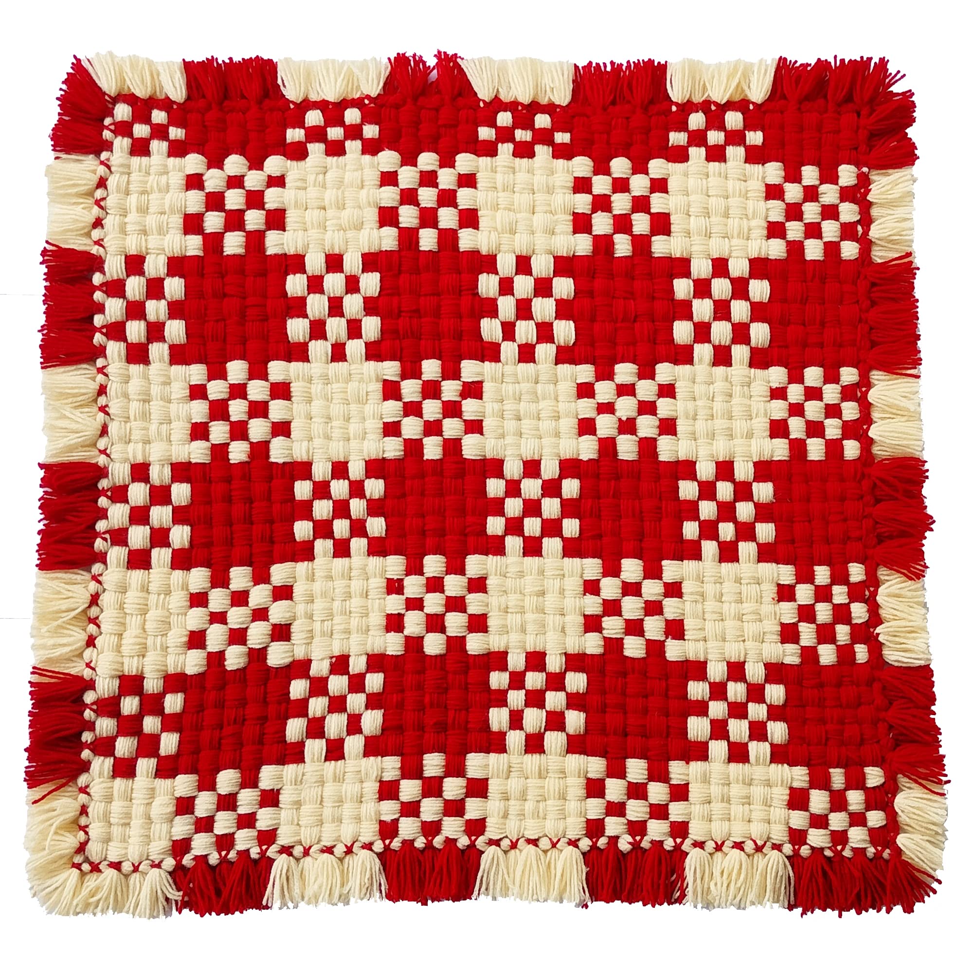 Woolen Puja Aasan Mat for Prayers - Handmade Decorative Pooja Mat 21 x 22 inch - Multicolour-picture-13