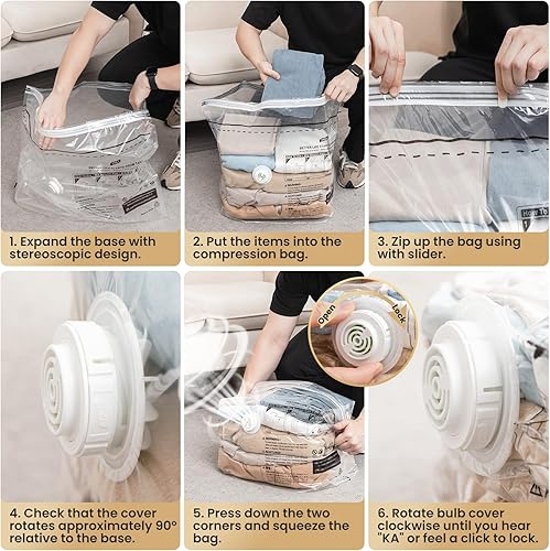 Miniatura 8 de TAILI Paquete de 8 bolsas de almacenamiento al vacío, tamaño mediano (25 x 19 x 11 pulgadas), bolsas de sellado al vacío para ropa, embalaje de