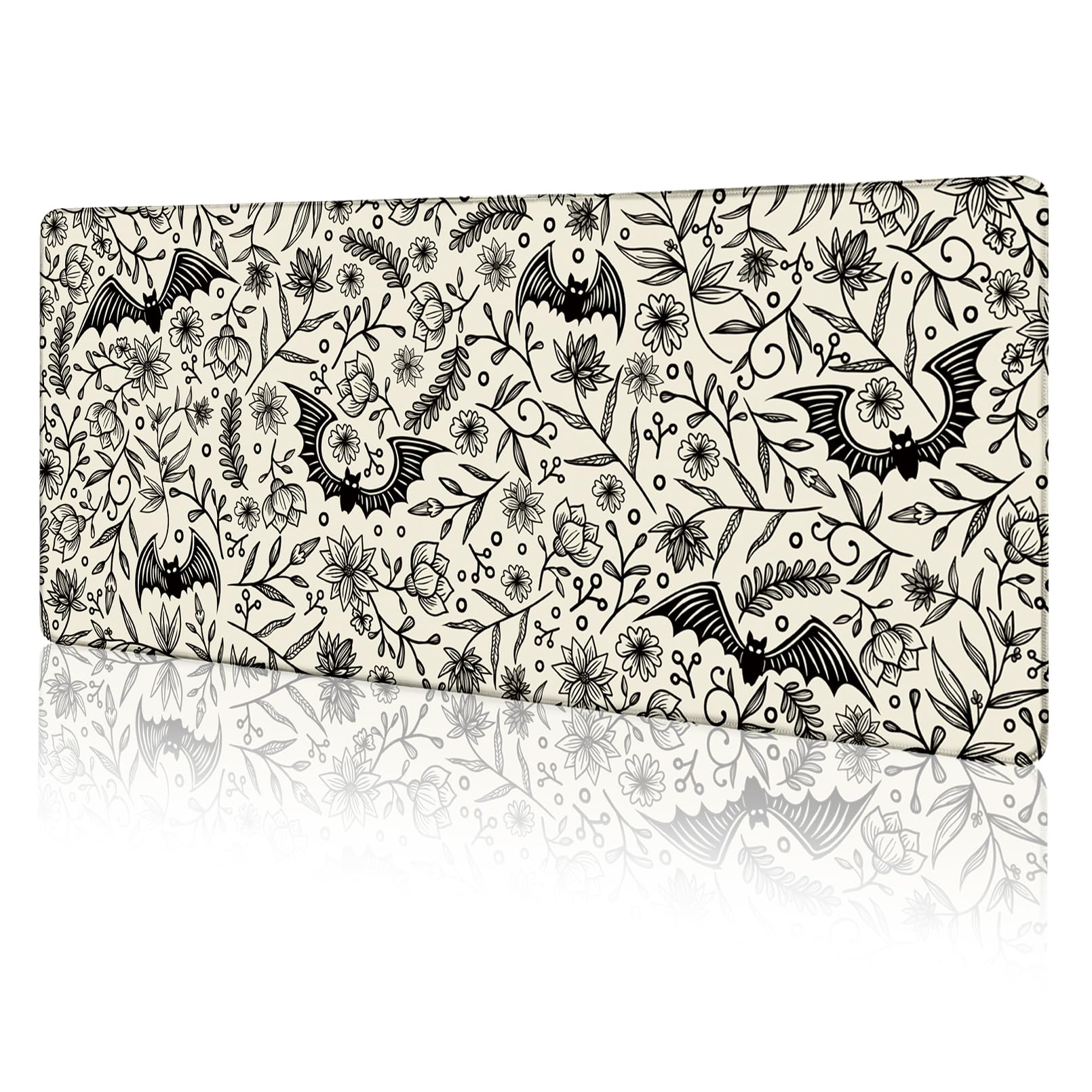 Goth Bat Mouse Pad Large Desk Mat, Extra Large Gaming Computer Mousepad with Stitched Edges Non-Slip, Keyboard Mouse Pad for Desktop Gothic Home Office Desk Accessories 31.5in