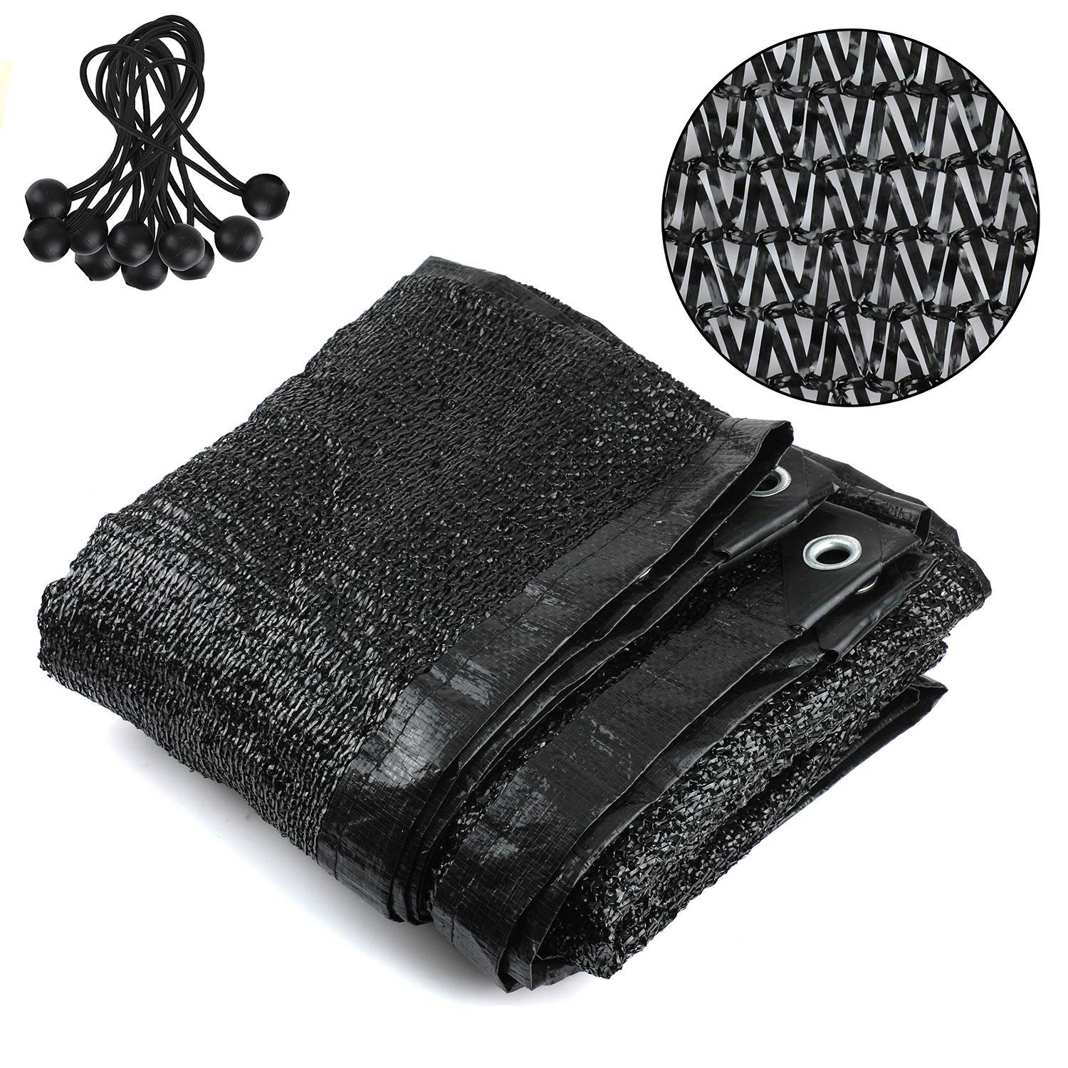 Greenhouse Covers Sunblock Shade Cloth Net Mesh Tarp 90% UV-Resistant (6.5ft 6.5ft) Included 8pcs 6" Ball Bungee Protection Plants Flowers Pet Kennels Outdoor Shade Screen Taped Edge with Gromments