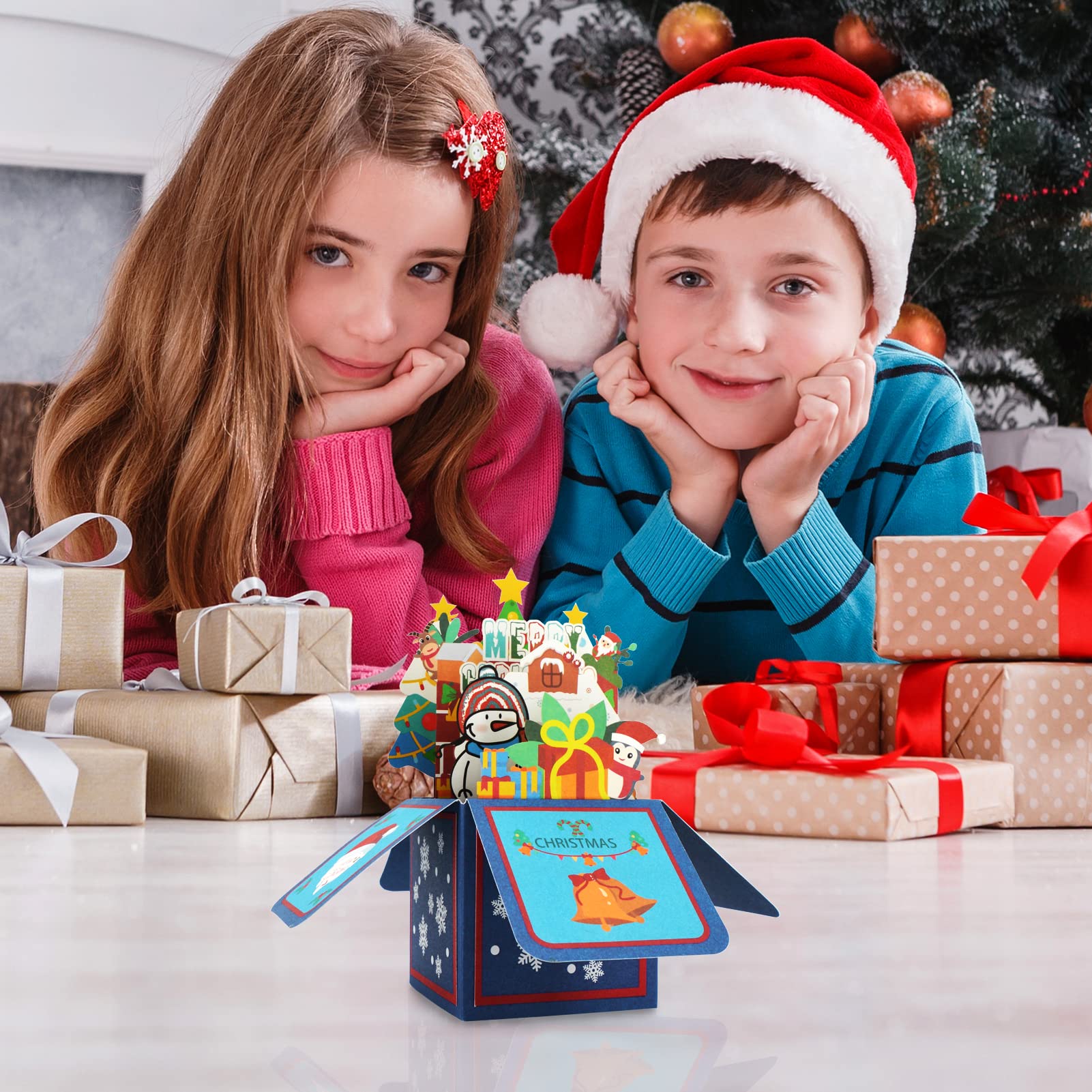 Fassory 3D Christmas Card with Envelope, Merry Christmas Pop Up Card, 3D Box Greeting Card (Winter Gifts) - Image 3