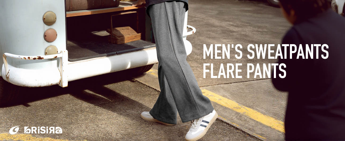 Amazon.com: BRISIRA Mens Sweatpants Flare Fleece Baggy Pants Wide