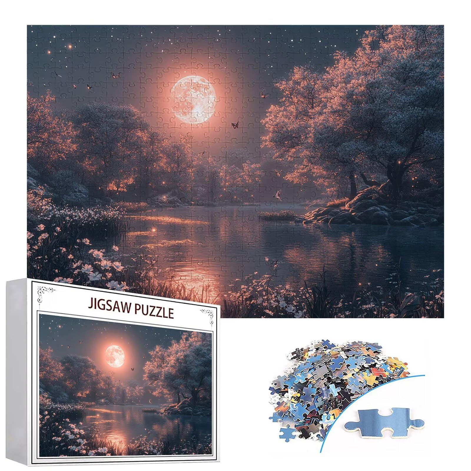 Puzzle 3000 elementów jezioro puzzle dla dorosłych drzewo 122 x 81 cm Unikalne rzemiosło klasyczne 3D drewniana układanka do rodzinnych gier aktywnych, układanka do samodzielnego wykonania nawet do