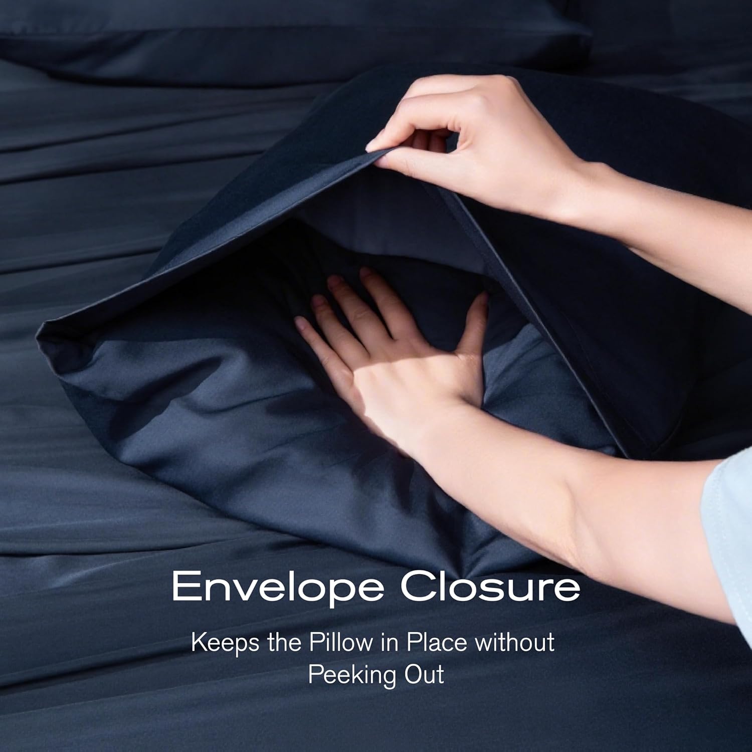 Tencel Sheet Set Queen Size, 100% Eucalyptus Lyocell, Breathable & Cooling Sheets, Deep Pocket Up to 16 Inch, Silky Soft, Ideal for Hot Sleepers - 4PC (Queen, Navy)