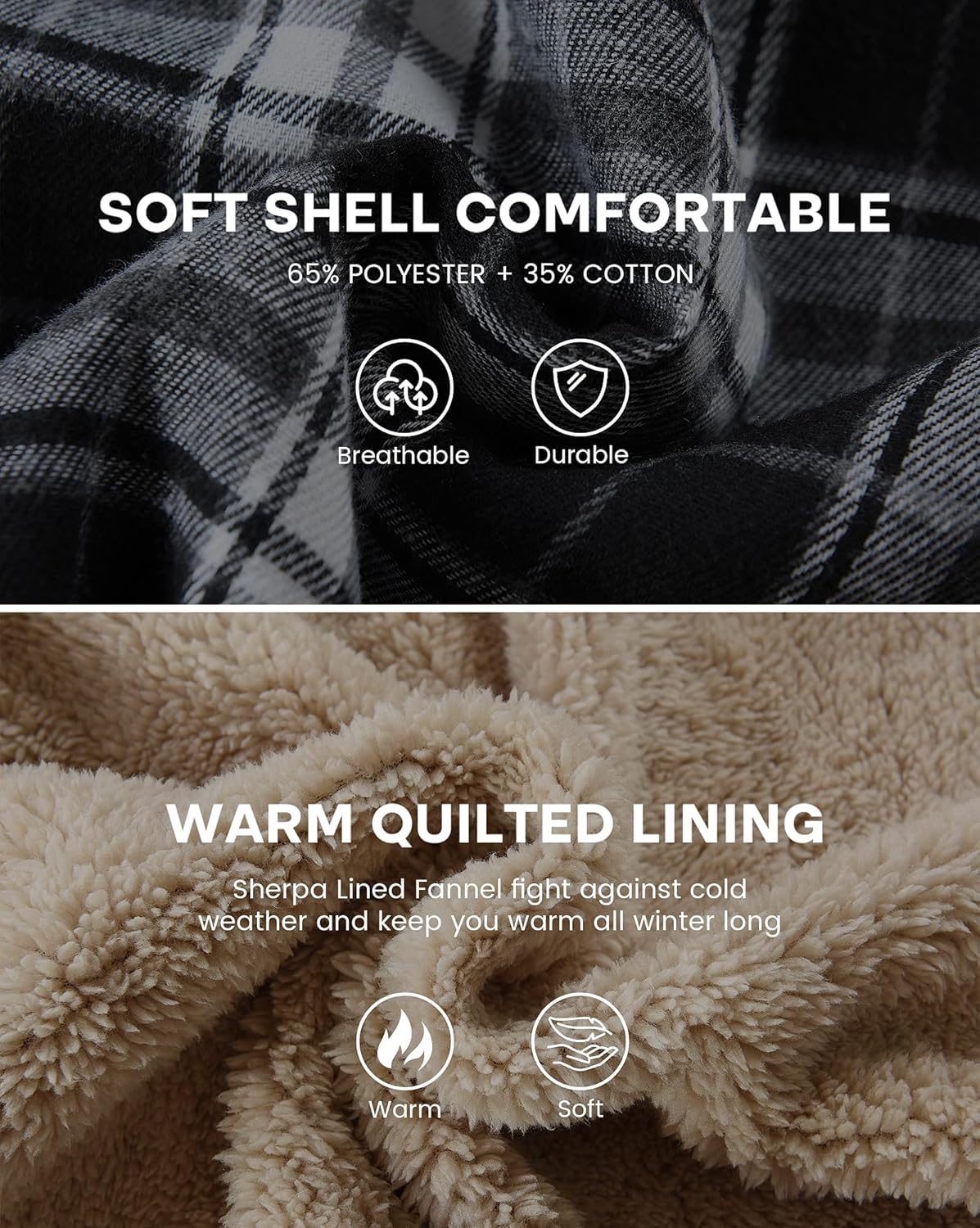 Women's Fleece Flannel Jacket Cotton Plaid Button Down Shirts Jacket Sherpa Lined Plaid Jackets for Women - Image 7