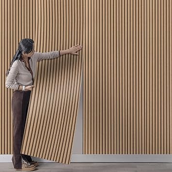Tarwanear 3D Effect Wood Slat Wallpaper Light Brown Striped Wood Grain Panel Wallpapers 0.53x9.5m Retro Faux Wooding Panel Wall Feature Wall Paper for Living Room Bedroom Hallway
