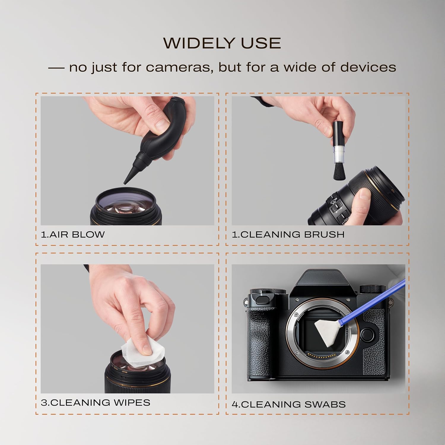 C Coiro Camera Lens Cleaning Kit 7 in 1 – Lens Pen, Air Blower, Sensor Cleaning Swabs, Lens Cleaner Spray, Wet Wipes 5 Pac, Microfiber Wipe – DSLR Mirrorless Full Frame