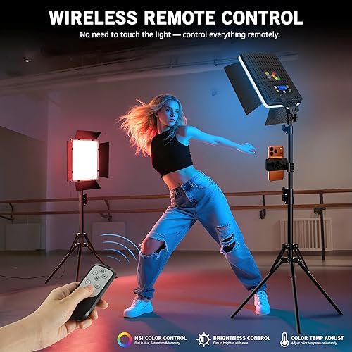 Miniatura 7 de NiceVeedi Iluminación de fotografía RGB de 40 W con 20 efectos, 360 a todo color2700-6500K luces de estudio con control remoto y pantalla,