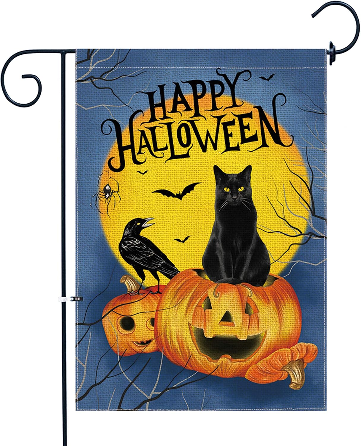 pinata Halloween Garden Flag 12 X 18 Inch Double Sided Pumpkin Black Cat Halloween Yard Decor Burlap Seasonal Flag Small, Spooky Crow Raven Cute Fall Flag Happy Halloween Sign Banner for Outdoor