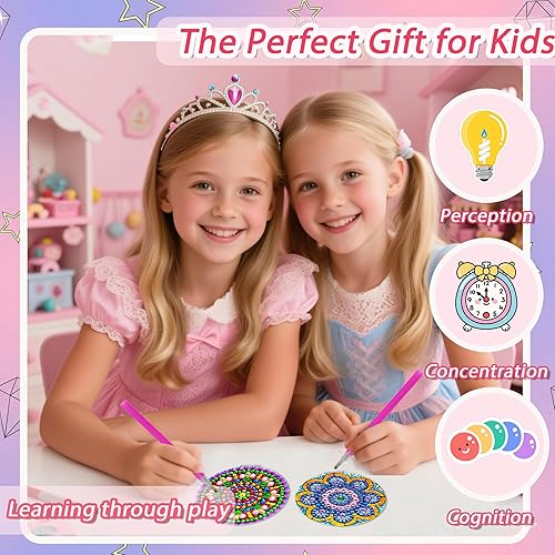 Miniatura 2 de Kit de espejo de pintura de diamante de 4 piezas, kit de cristal de pintura de puntos con diseño de aumento portátil plegable para adultos y niños,