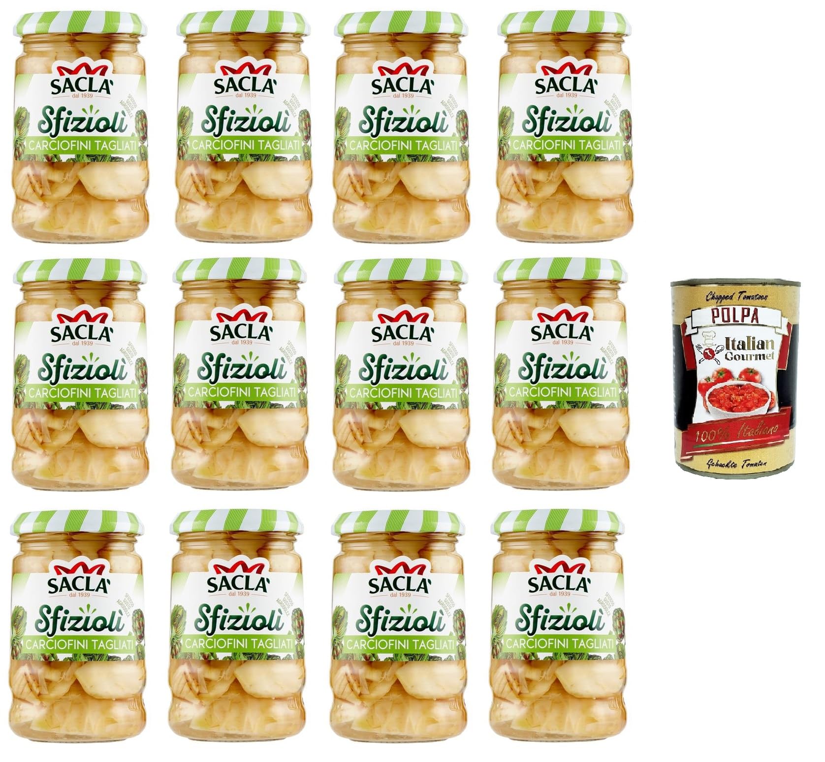 Saclà Sfiziolì Carciofini Tagliati Geschnittene Artischocken 12x205 g Italian Gourmet polpa 400g