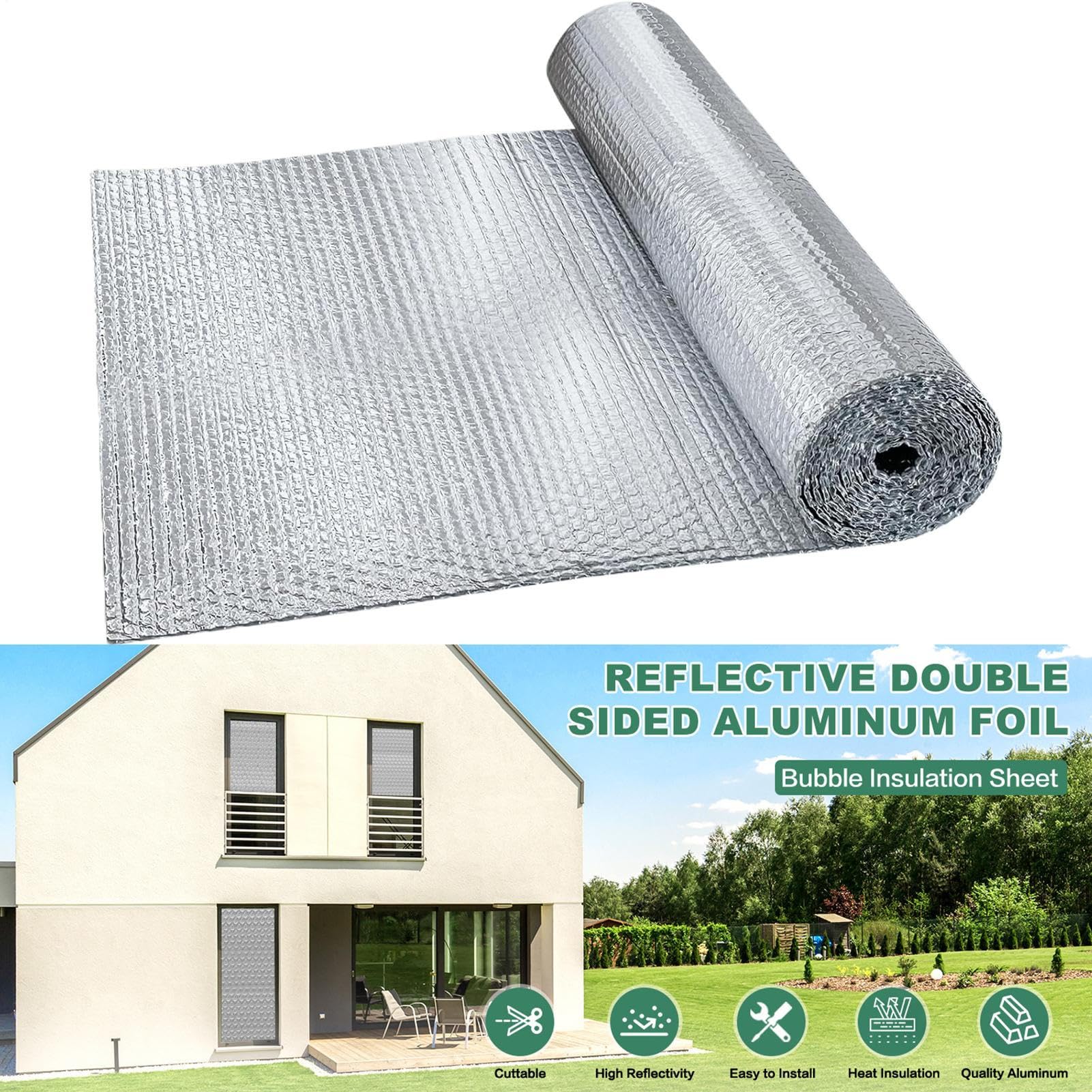 Aislamiento de lámina reflectante Lámina Aislante Térmica de Barrera | Aislante Reflectante Ventanas Impermeable y resistente a la intemperie para coches, caravanas, techos y puertas de g