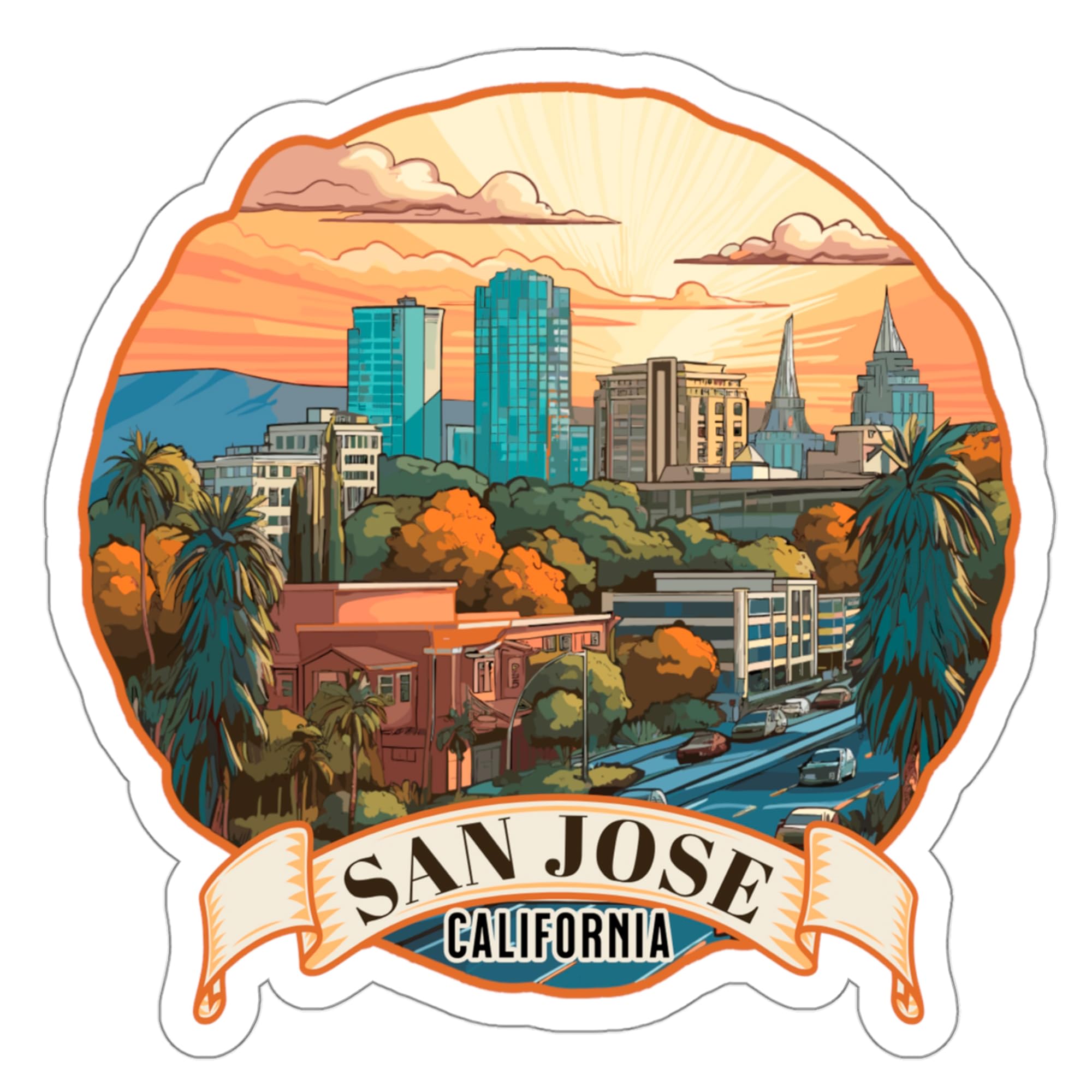San Jose Sticker California Nature Souvenir Decal Vinyl Small Waterproof for Water Bottle Mug Passport Book Scrapbook Notebook Laptop Tumbler Skateboard Computer Phone Size 4" Funny Gift
