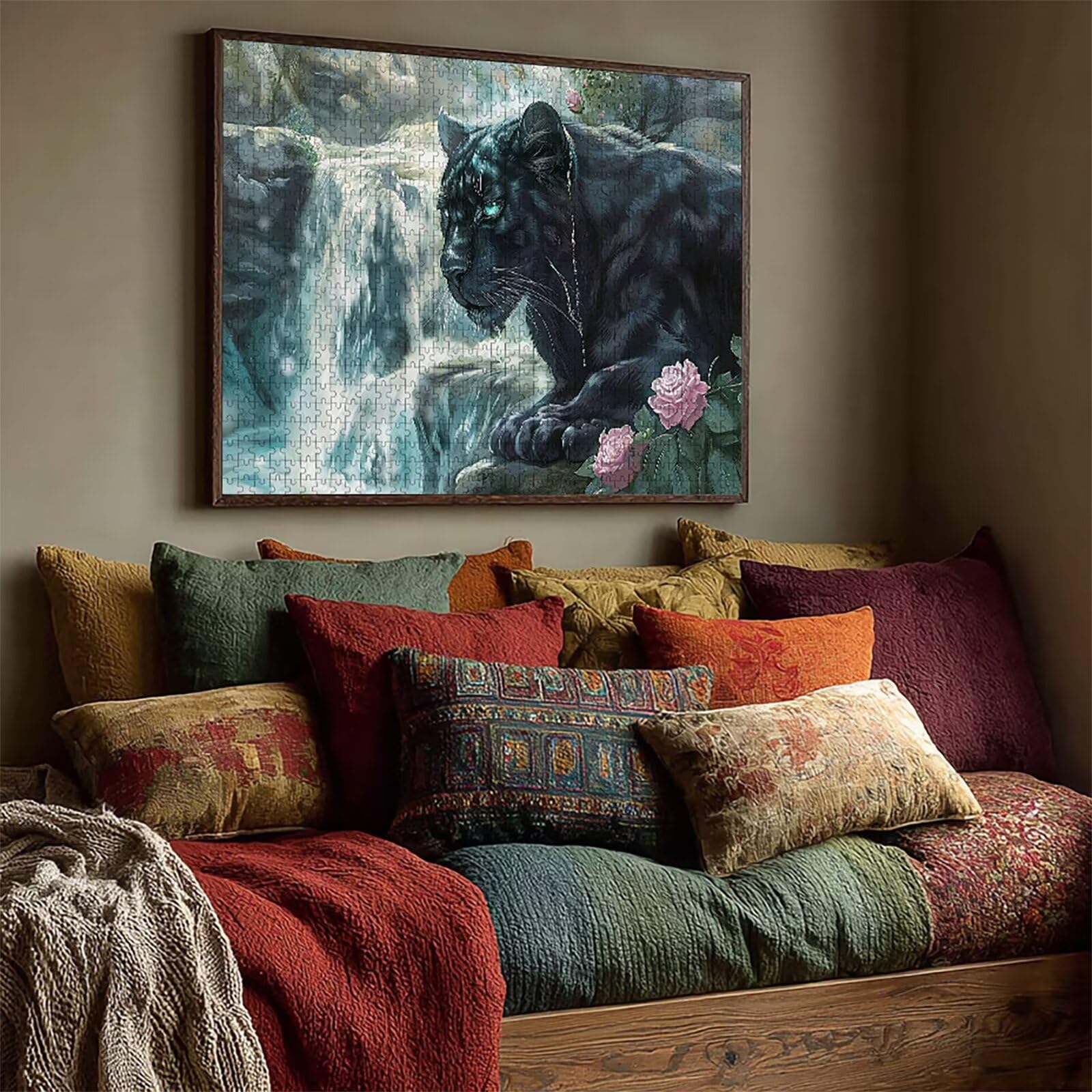 Puzzle 2000 elementów dla dorosłych, lampart, drewniane puzzle, 99 x 71 cm, części ściśle do siebie pasują, dla mężczyzn, kobiet, starszych seniorów, relaks i odstresowanie, prezenty, dekoracja