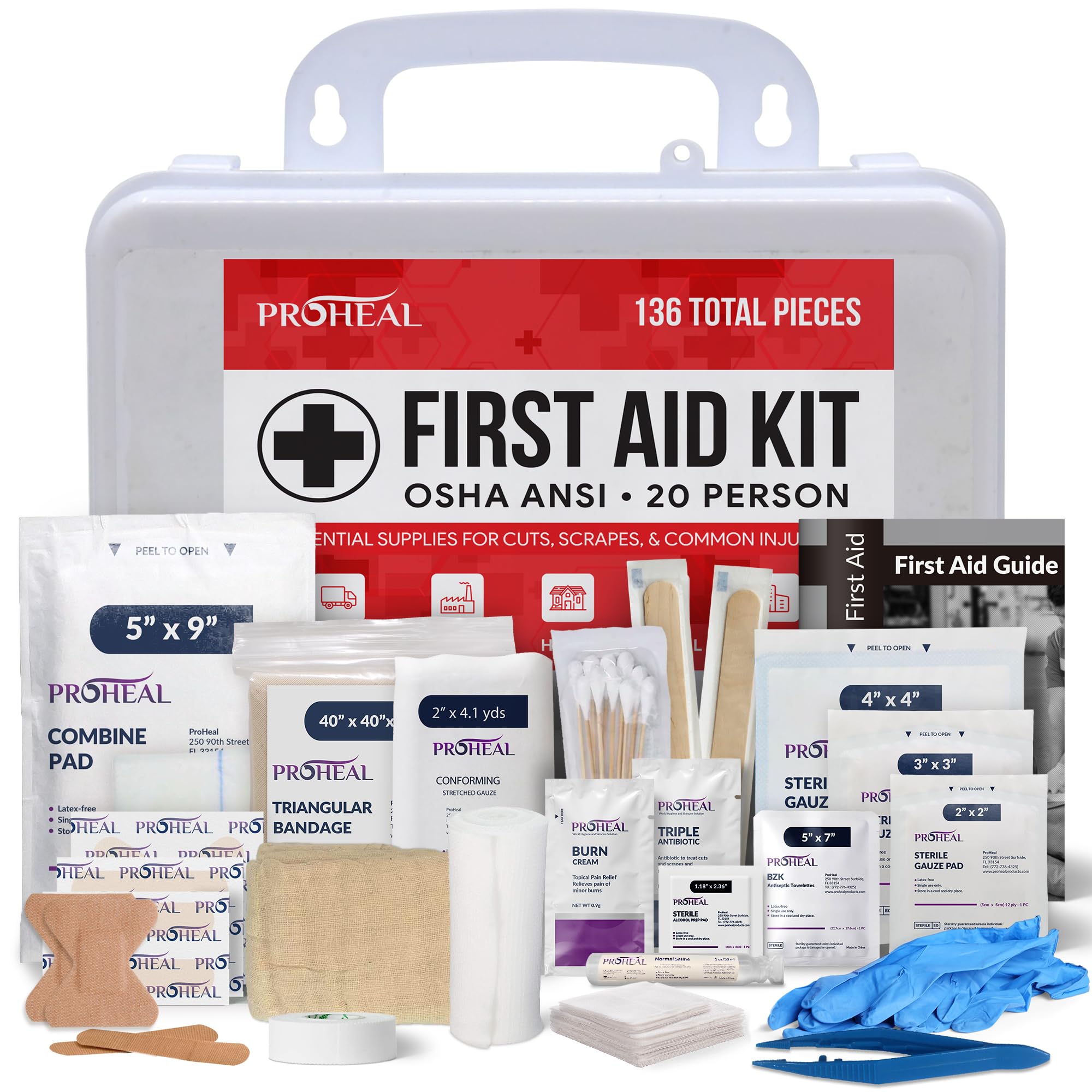 20 Person OSHA Compliant First Aid Kit for Businesses, Vehicles, Trucks, Construction Site - Type III, ANSI Class A Emergency Kit - 136 Piece
