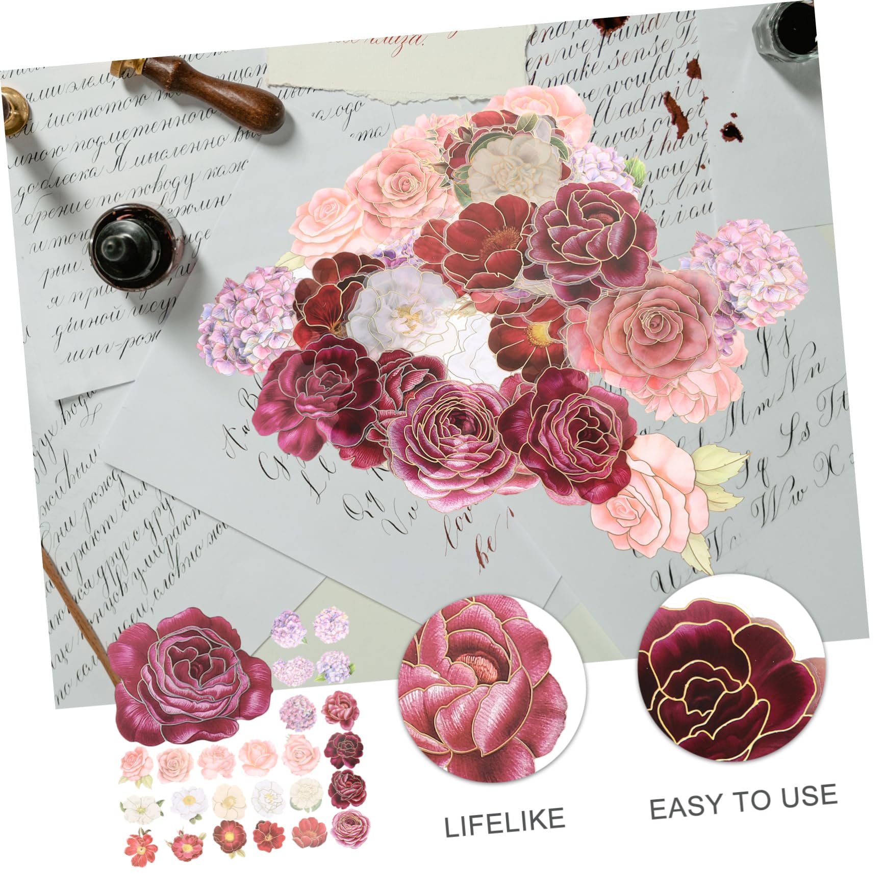 ARTIBETTER 3 Set Adesivi Floreali Decorativi Per Scrapbook E Laptop Adesivi Estetici Per Decorare Bottiglie E Variopinti 50 Pezzi*3