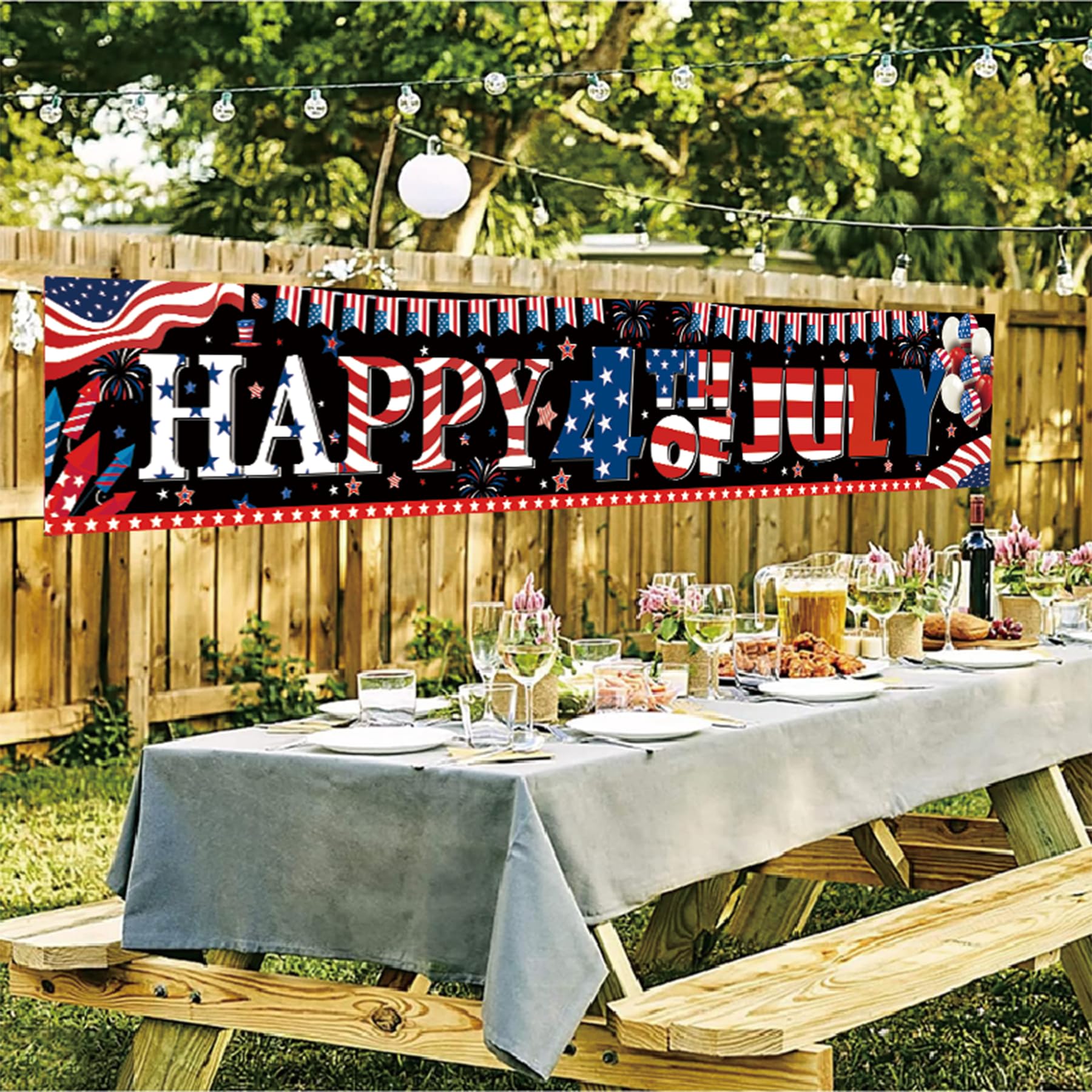 LTLYH Fotohintergrund 4. Juli – Patriotisch Mit Luftballons & Flaggen, Nahtlos Für Studio-Party