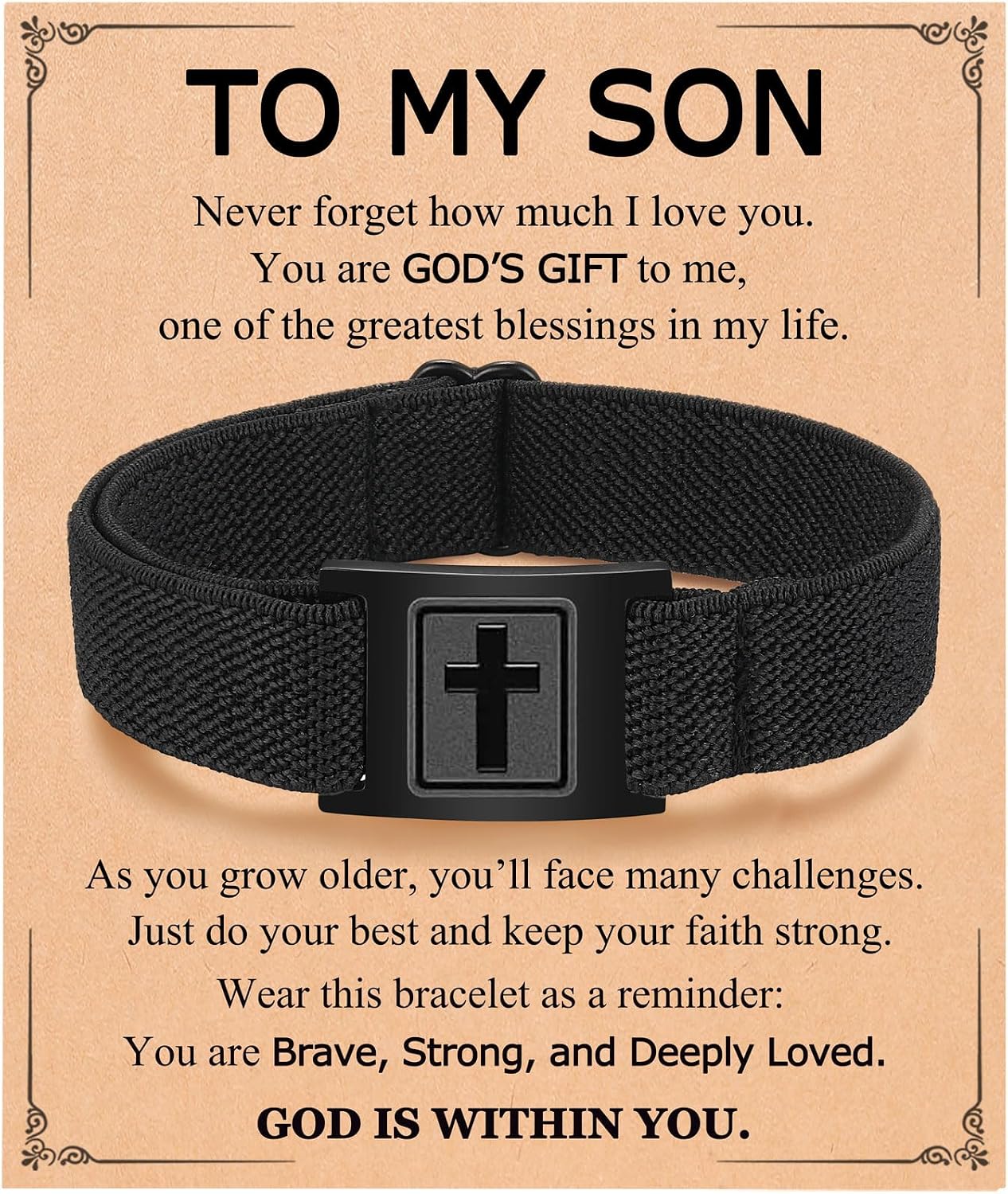 Cross Bracelet for Teen Boys Christian Baptism Confirmation Gifts