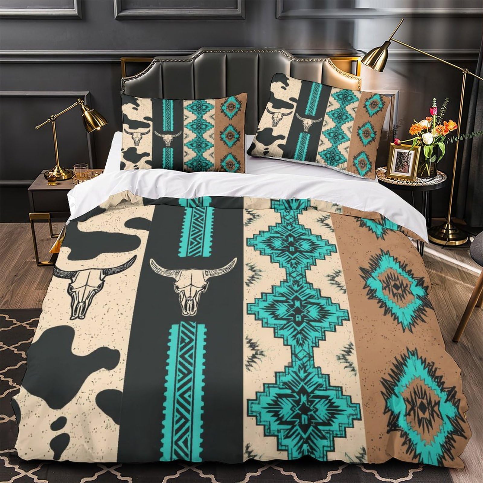 Linge de lit Cow Skull 3D en microfibre premium de qualité supérieure pour literie simple de garçon