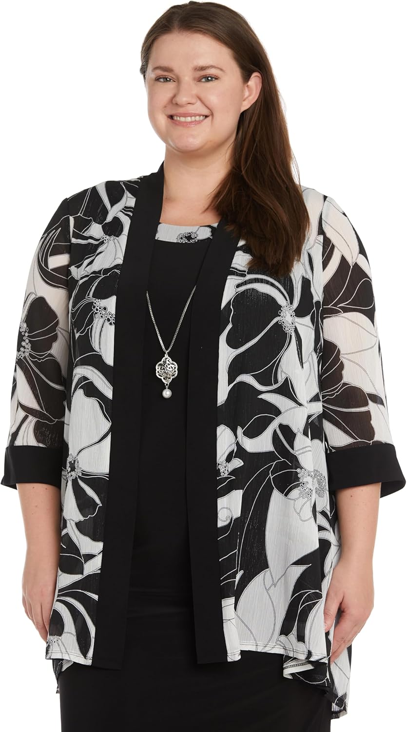 R&M Richards Womens 2PC Printed Two Piece Dress