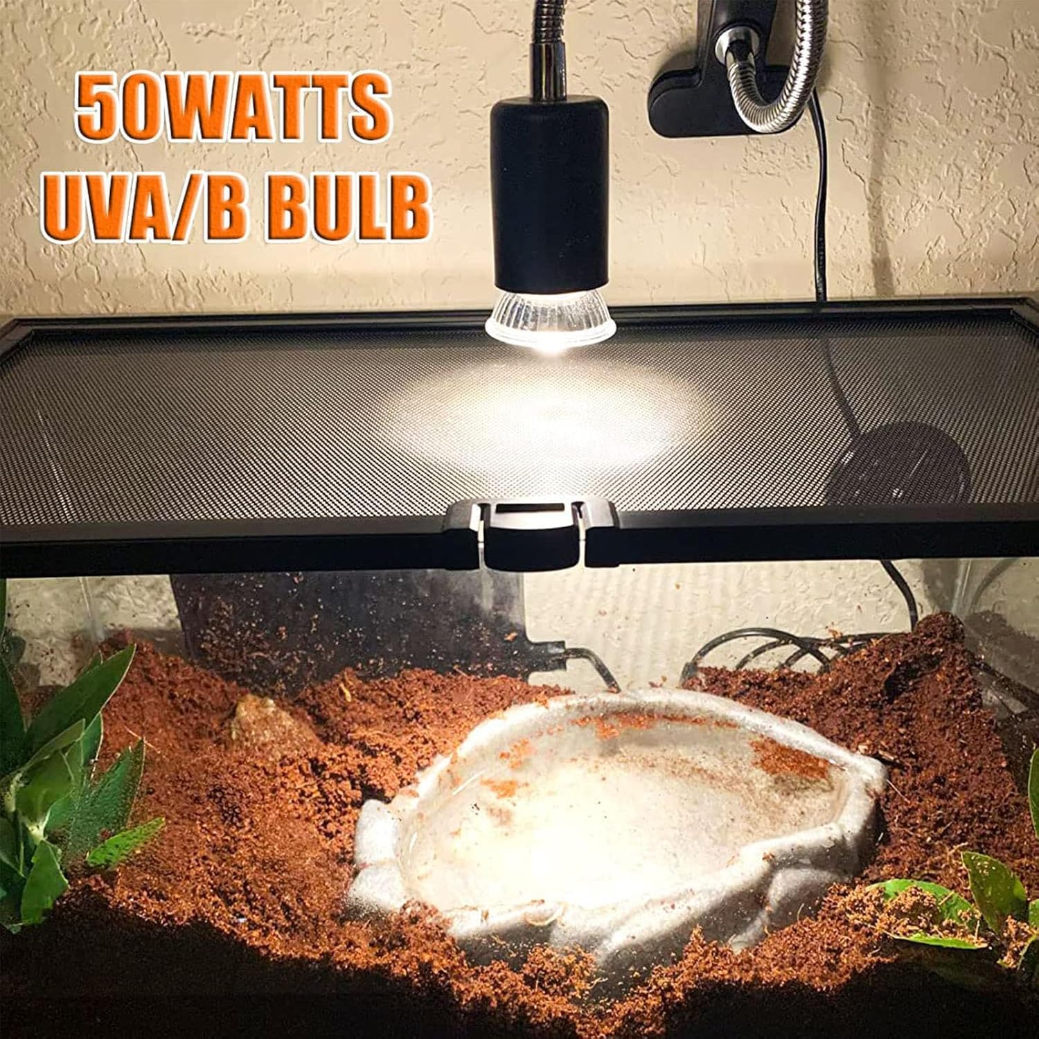 TRADESK Anky 2PCS Reptile Turtle Heating UV Light Bulb, Fish Tank Pet Turtle UV Lamp Bulb, Turtle Tank Heating Bulb, Heat UV Light for Turtle (Set of 2 UV Lamp Bulbs, 50 Watt) 3