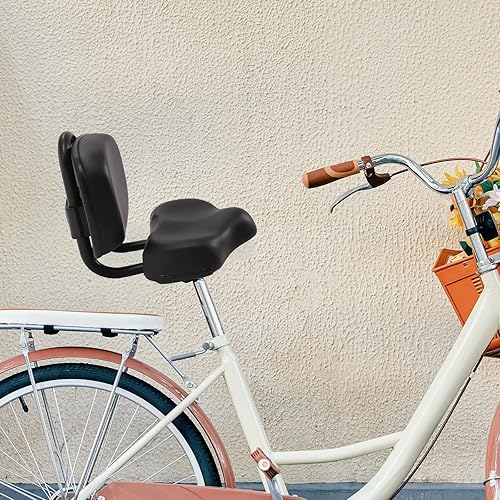 Miniatura 8 de YIYIBYUS Asiento de bicicleta con cojín de respaldo, asiento de triciclo extra ancho, asiento de triciclo de bicicleta ancho con soporte trasero