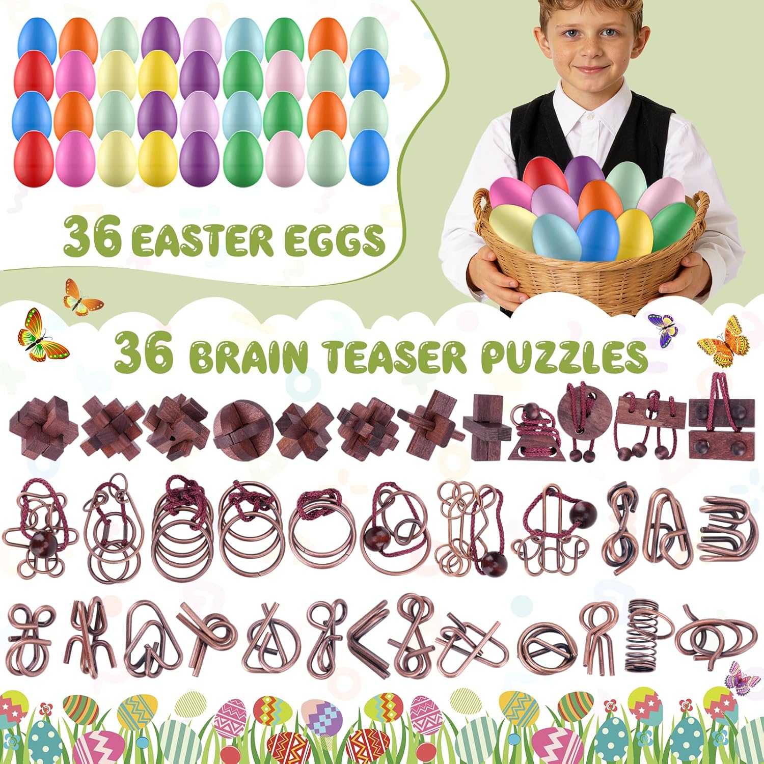 36 Pcs Brain Teaser Puzzles for Adults and Teens - Metal Puzzles 3D Puzzle Game Toys for Adults Teens - Wooden Unlock Interlocking Puzzle Adult IQ Education Smart Toys