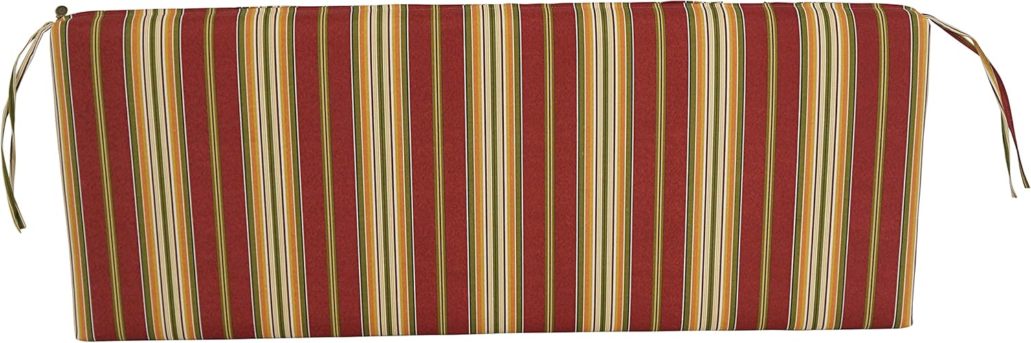 Blazing Needles Outdoor Bench Cushion, 54" x 19", Kingsley Stripe Ruby 1 Count