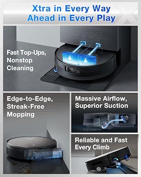 ECOVACS DEEBOT X11 PRO Omni Robot Vacuum and Mop, 19,500Pa Blast Suction, Instant Self-Cleaning Roller Mop, Zero-Tangle, Auto-Lift Mop for Carpet & Spill Protection, GaN Fast Charging for Large Homes