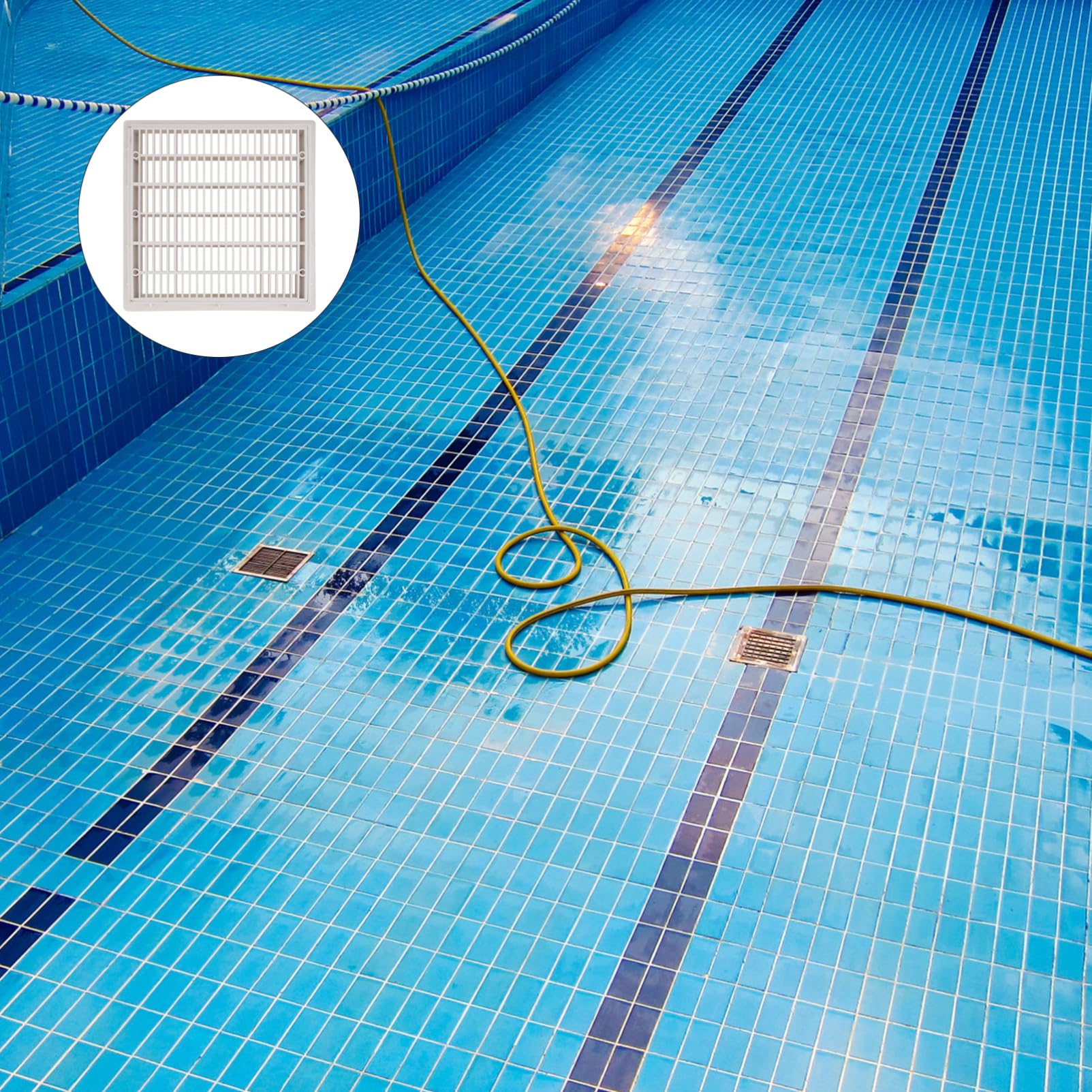 Yardwe Desagüe Principal de Piscina 9 Pulgadas Plástico Blanco Cuadrado