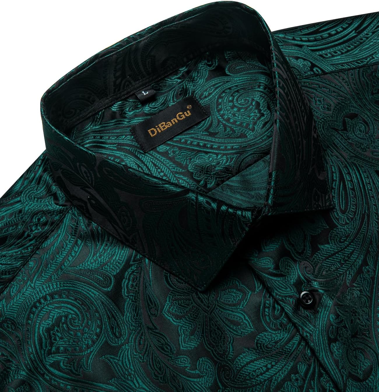 DiBanGu Men's Silk Paisley Dress Shirt Formal Long Sleeve Button-Down Casual Shirts for Wedding Party - Image 5