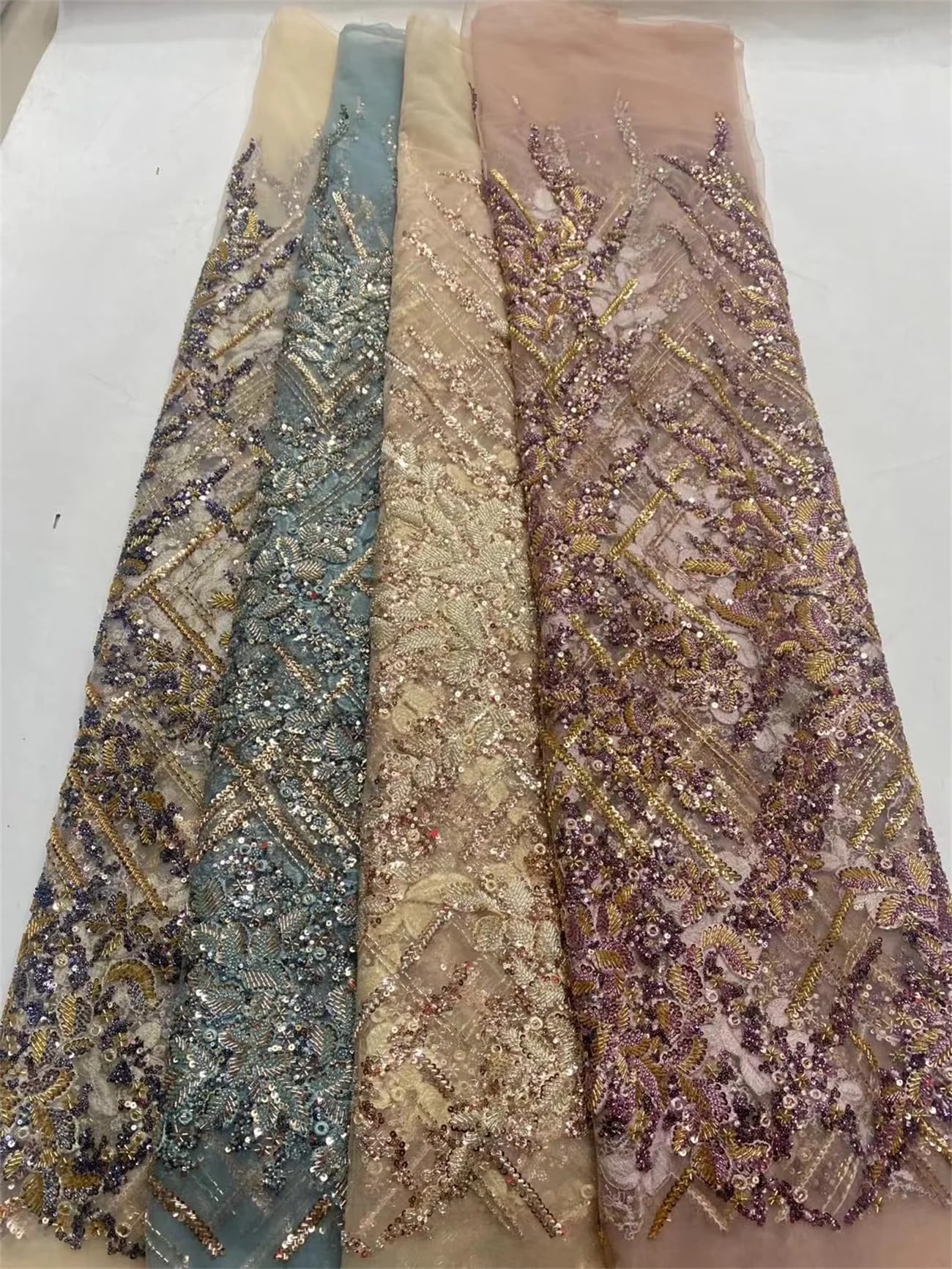 Perline africane nigeriane tulle pizzo paillettes cucito Guisolid ricamo abiti 5 metri