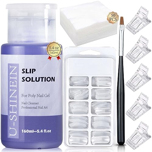 U-Shinein Kit de solución de deslizamiento de 5.4 onzas, solución de deslizamiento de gel de uñas, solución de deslizamiento de extensión de