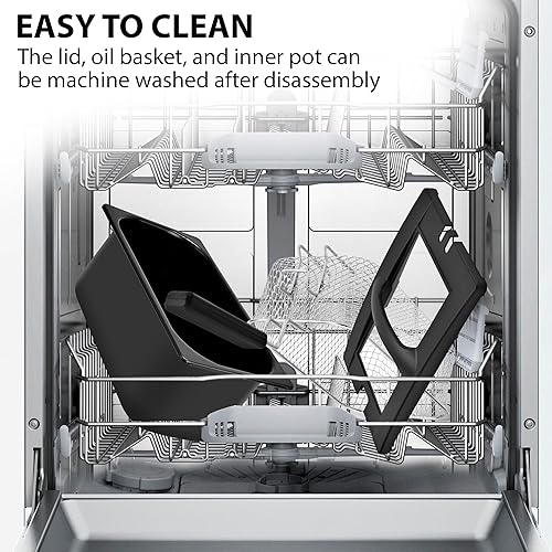 Miniatura 7 de Pukomc Freidora profunda de 3 litros de capacidad, freidora de aceite de 1500 W con temperatura ajustable, ventana de visión, cesta de freír