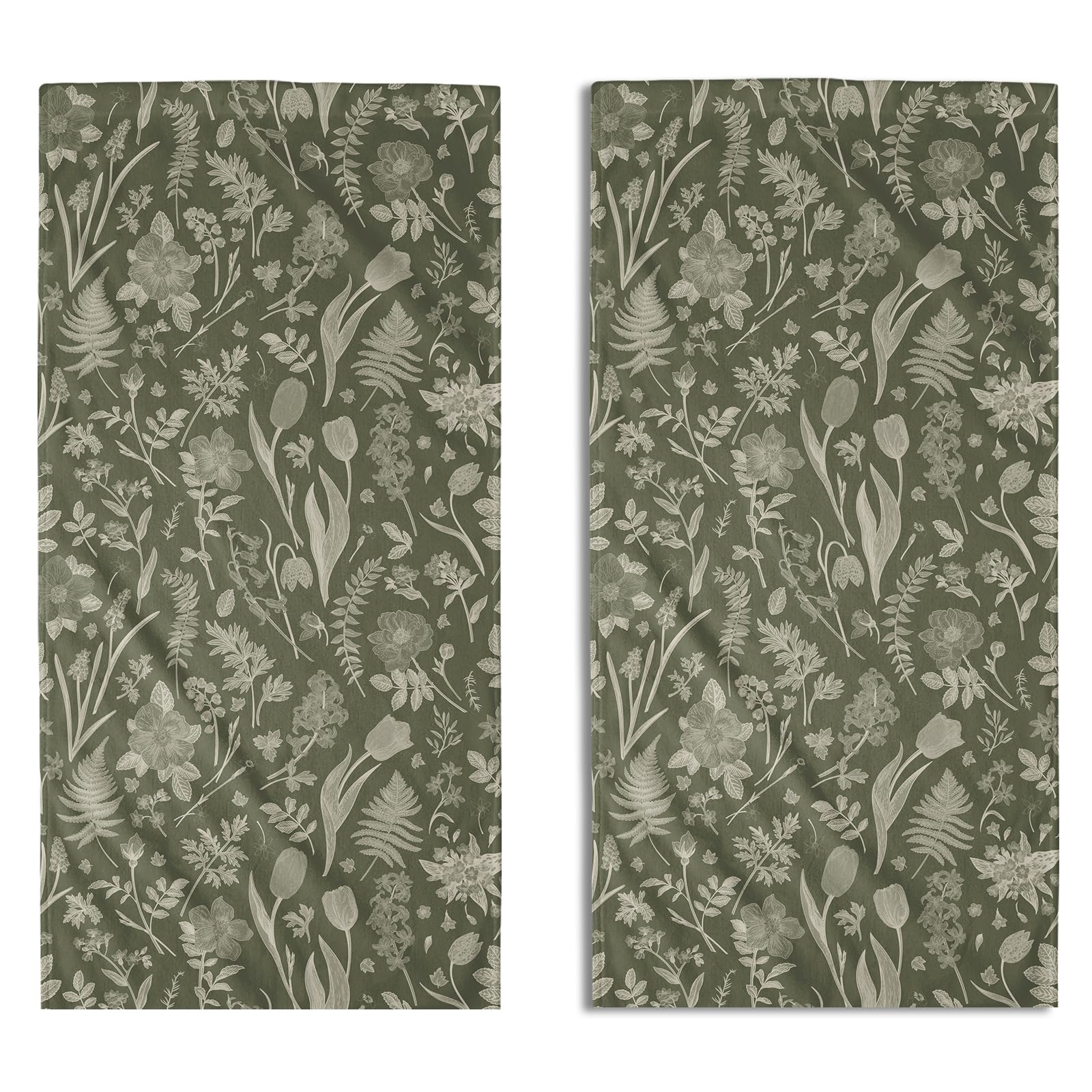Aytipun Sage Green Spring Floral Hand Towels for Bathroom Set of 2 Flower Leaves Vintage Botanical Print Seasonal Decorative Handtowels Soft Absorbent Bath Towel for Home Guest Room Hotel Gym Spa