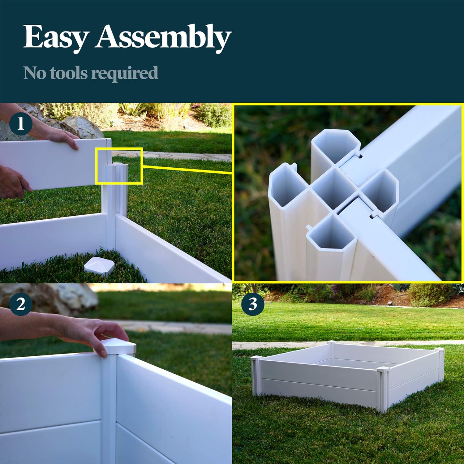 Raised Garden Bed | 4 ft. x 4 ft. | Planter Box for Growing Vegetables, Flowers, Herbs, and DIY Gardening | Durable Vinyl Garden Box, Gray