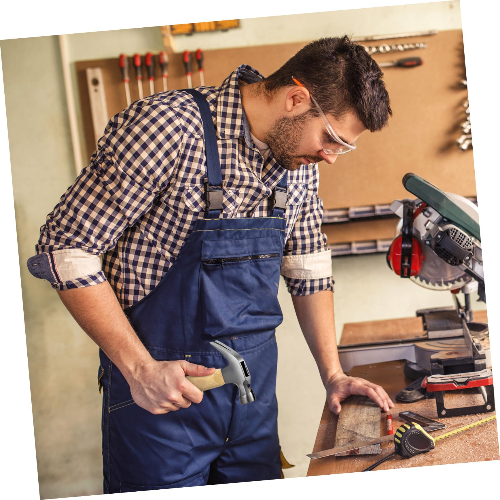 jojofuny Martillo de Garra Mini Material Metal y Madera para Carpintería Mango Corto Diseño Clásico Fácil de Usar y Confiable para Taller y Caja de Herramientas