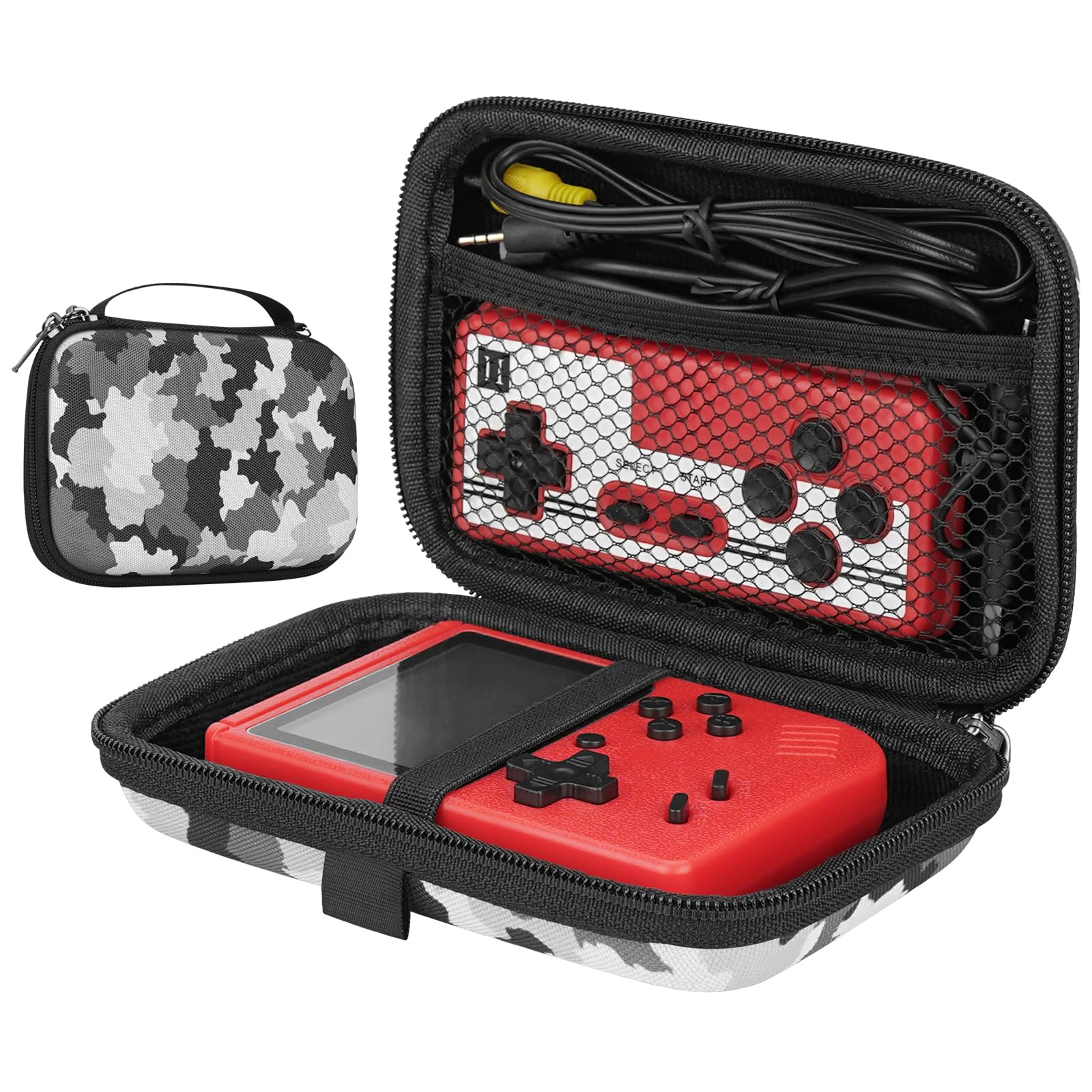 GEEKRIA Handheld Game Console Carrying Case, Protective Travel Retro Mini Game Player Box for Charging Cable, Batteries, Earpods, and Gaming Accessories