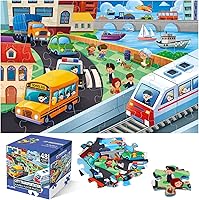 Vista 1 de Rompecabezas de Piso Jumbo para Niños, Rompecabezas de Transporte de la Ciudad Rompecabezas Grandes, Rompecabezas de Vehículos de la Vida